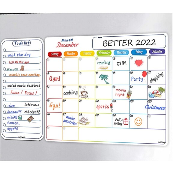 Magnetic Calendar for Fridge 2 pc Dry erase white Board Monthly and to do list - Picture 1 of 3